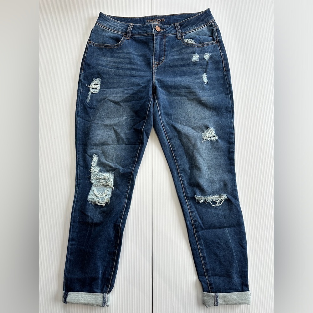 Maurice's Women's Mid Rise Straight Leg Jeans Dark Wash Size Small Short